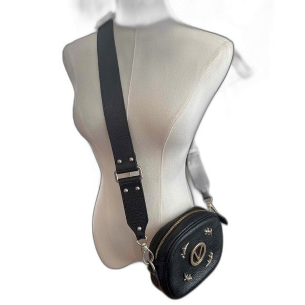 Valentino By Mario Valentino Black Leather Crossbody - Picture 11 of 12